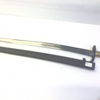 A French 1868 pattern bayonet the blade edge with inscription.