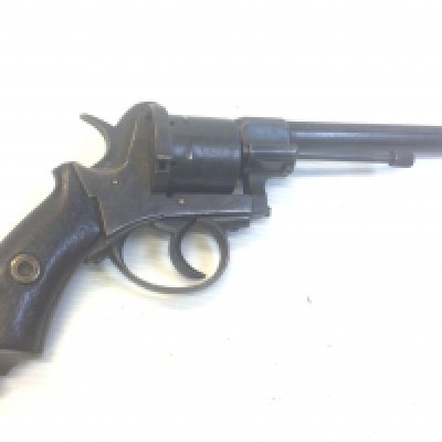 A Victorian Rimfire Antique pistol revolver possibly Continental with engraved action.