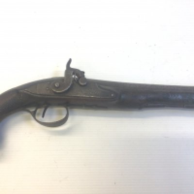 A 19th Century Percussion pistol with engraved action.