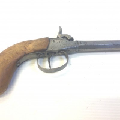 A 19th century GPM percussion pistol. Single barrel