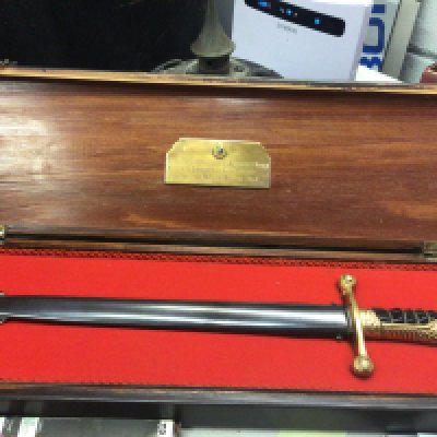 A presentation dagger given by The Uruguayan to the military attach Embassy of Great Britain Colonel Royston. In a fitted box 1976