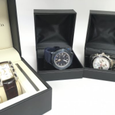Three mens watches including a Jeep, Chronograph, Columbia and an Ingersoll gem set watches. Postage category B