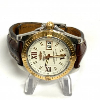 Breitling C49350 Cockpit Galactic 18k Rose Gold/Steel Leather Auto Men's wrist Watch, serial 1249290, in full working order. (A)