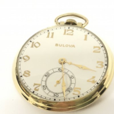 A Bulova gold plated pocket watch (seen working). Postage category A