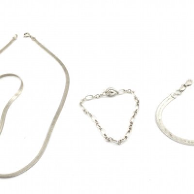 WITHDRAWN - Three silver chains including a silver links of London bracelet. Postage A. NO RESERVE