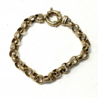 A 9ct gold large link gold bracelet, (A) 14.9g.