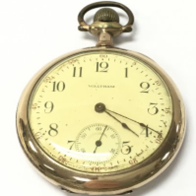 A Waltham gold filled pocket watch , seen working. Postage cat b