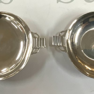 2 continental silver pin dishes. (A)