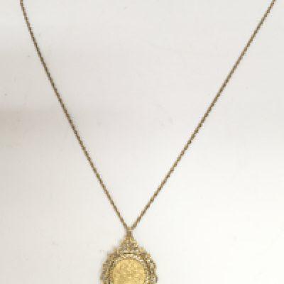 A 1902 half sovereign mount and chain, total weight 11.8g postage category A