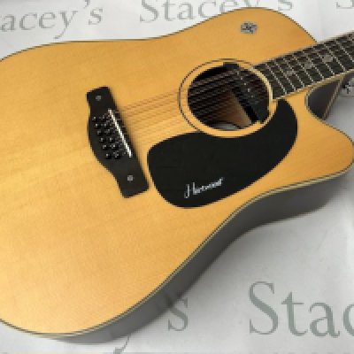 A Hartwood Villanelle 12" string Acoustic Guitar with pickup and cutaway and Celtic cross fret markers. As new in original box. <a href="https://www.the-saleroom.com/en-gb/auction-catalogues/staceys-auctioneers-and-valuers/catalogue-id-srsta10351/lot-8b3771bb-edfc-437b-8130-b241011520e7"> Click Here to Register to bid </a>
