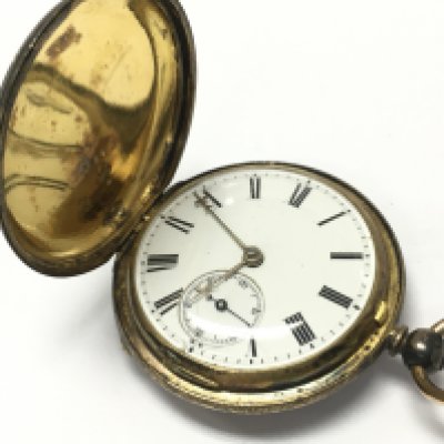 A full hunter silver pocket watch