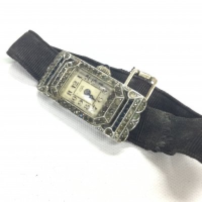 A 1930s French Marcasite cocktail watch , silver cased marked 935. Postage category A. NO RESERVE