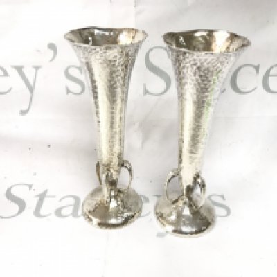 A pair of silver art vases by Walker and Hall. Approx 300g