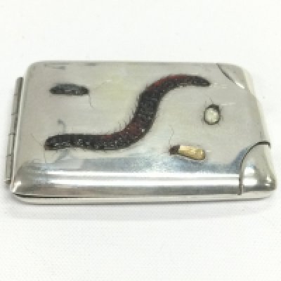 A silver shibayama match case, Birmingham hallmarks.