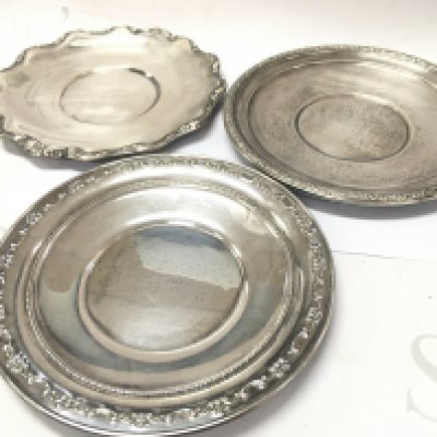 Three American sterling silver trays including Gorham, Reed & Barton, Prelude. 26cm wide. Postage category B