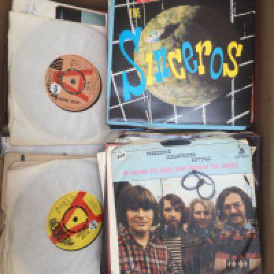 Two boxes of 7" singles by various artists including The Rolling Stones, The Who, Yes and many more.