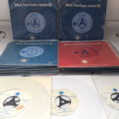 A collection of Blue Horizon 7" singles including promo discs. Various artists including Fleetwood Mac, Focus, Otis Spann and others.