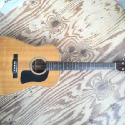 A Washburn D13-N acoustic guitar. Comes with a soft carry case.