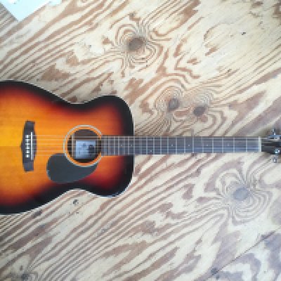 A Tanglewood TW6 Winterleaf acoustic guitar and a Kimbara bowl back acoustic guitar. Both with soft carry cases.