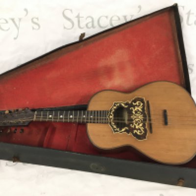 A circa early 20th century Neapolitan mandolin with carry case.