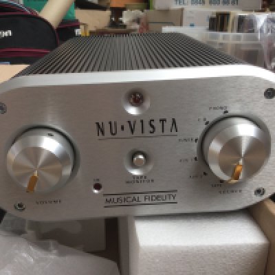 A boxed and as new Nu Vista Musical Fidelity integrated valve amplifier with cables and manual.