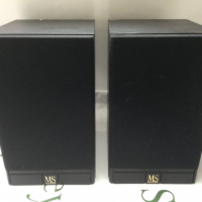 A boxed pair of Mordaunt Short MS10i bookshelf speakers.