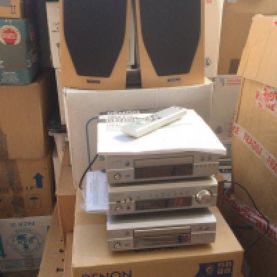 A boxed Denon CD player plus one other, a Denon amp and a pair of Mission bookshelf speakers. Comes with manuals, remote control etc.