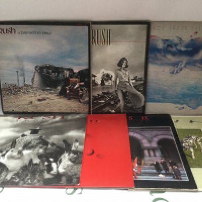 Seven Rush LPs comprising A Farewell To Kings, Hold Your Fire and others.