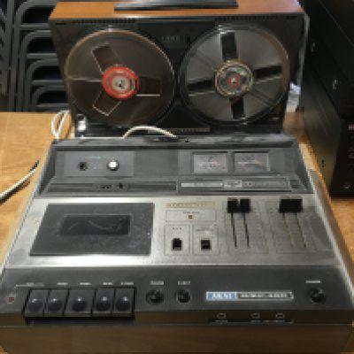A Marconiphone reel to reel machine and a vintage Akai GXC-46D stereo tape deck (2).
