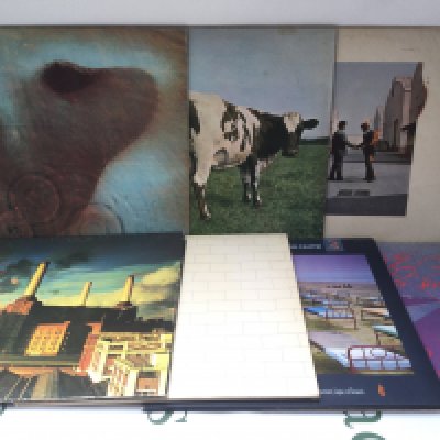 Seven Pink Floyd and related LPs comprising Meddle, Wish You Were Here and others.
