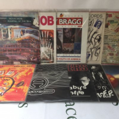 Twenty indie alternative LPs and 12" singles by various artists including Nova Mob, Billy Bragg, The Dylans and others.