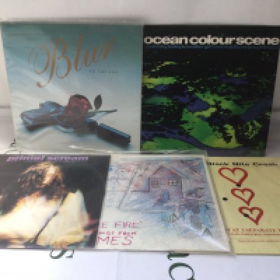 Five indie alternative 12" singles by various artists including Blur, Primal Scream and others.