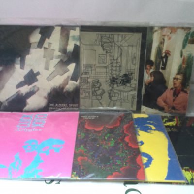 Fifteen electro and industrial LPs and 12" singles by various artists including Brian Eno & David Byrne, Click Click and others.
