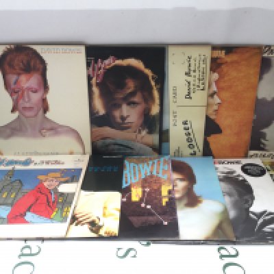 Eleven David Bowie LPs including Aladdin Sane, Lodger, Low and others.