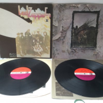 Two early UK pressings of Led Zeppelin LPs with red/plum Atlantic labels comprising Led Zeppelin II and IV.