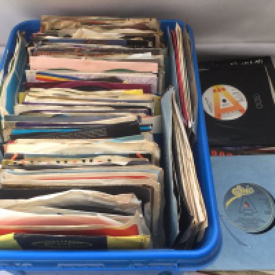 Two boxes of 7" singles including some promos by various artists from the 1960s onwards.