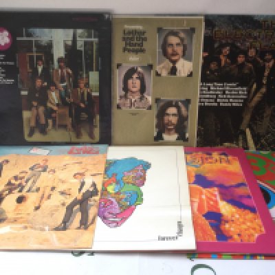 Seven 1960s paych rock LPs by various artists including Moby Grape, Love, 13th Floor Elevators and others.