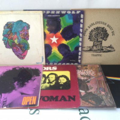 Seven rock LPs by various artists including Pink Floyd, Love, The Doors and others. Forever Changes has a feelable scratch on both sides.