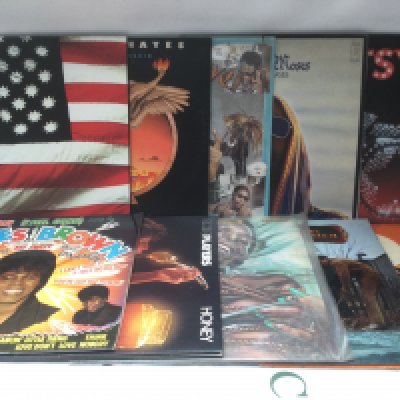 Two bags containing 20 funk and soul LPs by various artists including Sly & The Family Stone, Isaac Hayes, Bootsy Collins and others.