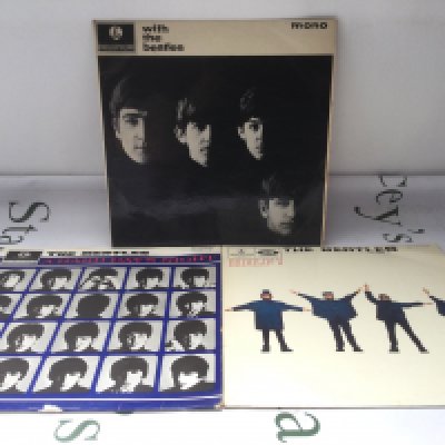 Three early UK mono pressings of Beatles LPs comprising With The Beatles, A Hard Day's Night and Help! All vinyl VG+/Ex.
