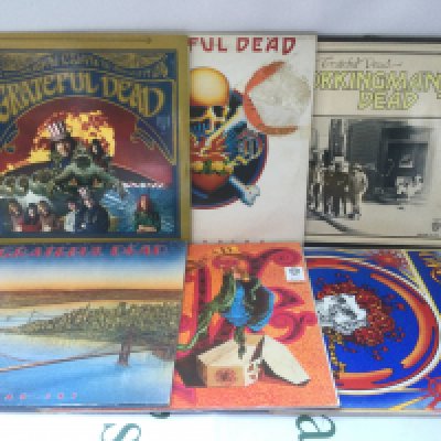 Six Grateful Dead LPs comprising Workingman's Dead, Dead Set and others.