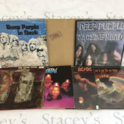 Two bags containing 15 rock LPs by various artists including Led Zeppelin, Deep Purple, Ten Years After and others.
