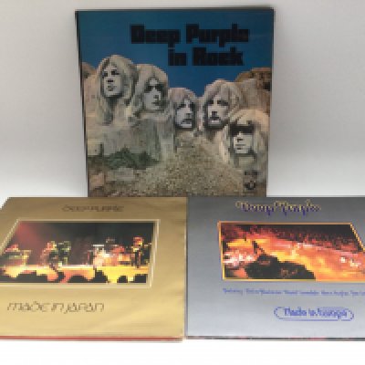 Three early UK pressings of Deep Purple LPs comprising 'Made In Japan', 'In Rock' and 'Made In Europe'.