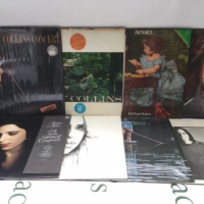 Sixteen folk LPs by various artists including Bob Seger, Judy Collins, James Taylor and others.