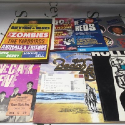 A collection of 1960s artists tour programs, some with tickets, including a signed Manfred Mann example.