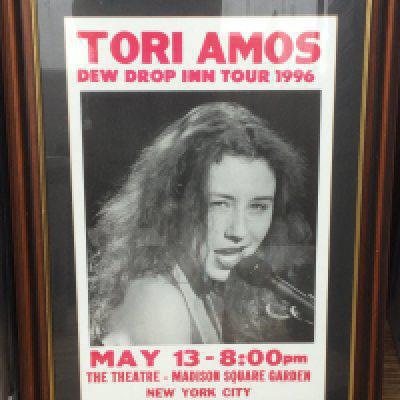 A framed and glazed reproduction Tori Amos concert poster for a 1996 performance at Madison Square Garden, New York, approx 71.5cm x 51cm.
