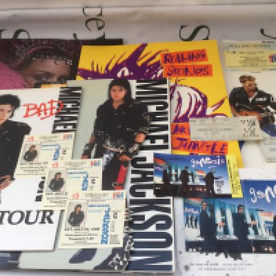 A collection of music programs and tickets plus Aha and Neil Diamond autographs.