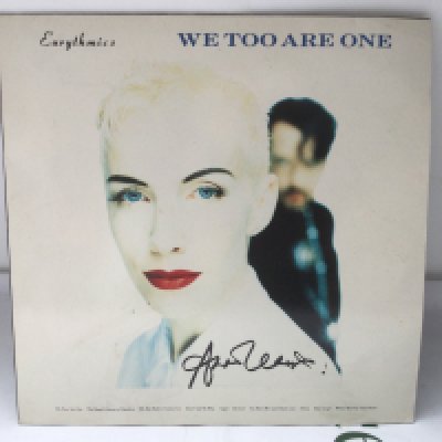 A Eurythmics LP signed by Annie Lennox and Dave Stewart.