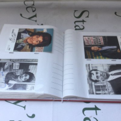 A binder of Eastenders cast autographs including Lesley Grantham, Bill Treacher, Wendy Richard, Shane Richie and many more.
