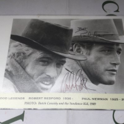 A signed photo of Robert Redford and Paul Newman with COA.
